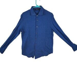 Bugatchi Shirt Mens Medium Button Up Collared Blue Long Sleeve Top Work Casual